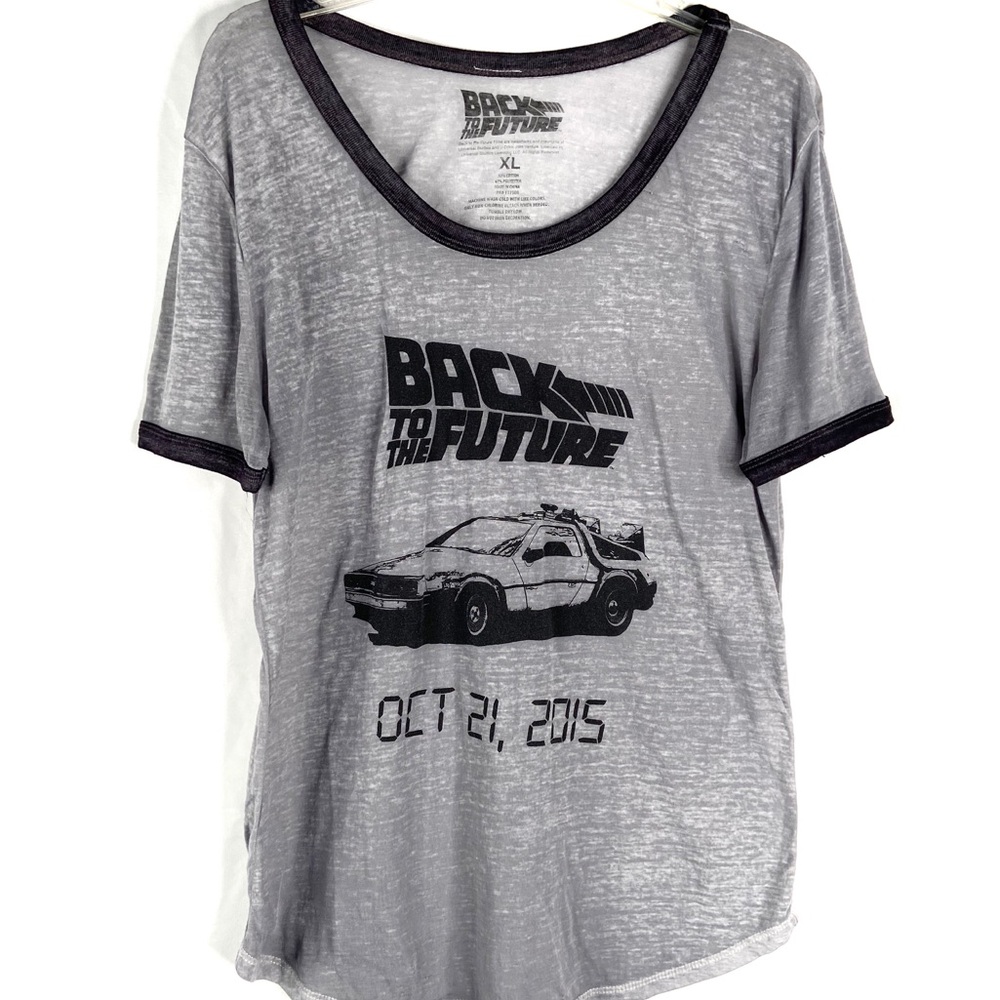 Back to the Future gray & black logo ringer tee